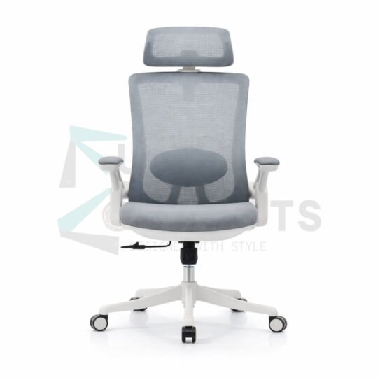 Furniconcepts Ritz HB High Back Chair | Executive Office Seating, Premium Comfort | High Back, Deep Cushioning, Grey Upholstery, Polished Chrome Base