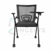 Furniconcepts Aatso Chair with Wheels & Pad | Task Office Seating, Training Room Chair | Padded Seat, Castor Wheels, Compact, Swivel Function