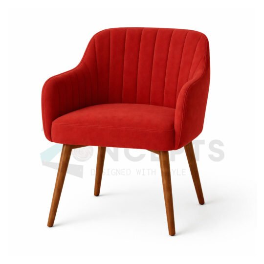 Furniconcepts Red Velvet Armchair | Luxury Lounge Chair, Reception Seating, Executive Office Accent Chair | Soft Velvet Upholstery, Padded Armrests, Contemporary Design