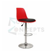 Furniconcepts Adjustable Bar Stool with Backrest | Modern High Seating, Cafe/Office Pantry Furniture | Hydraulic Height Adjustment, Comfortable Back Support, Chrome Base