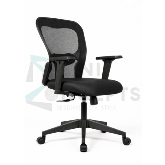 Furniconcepts Matrix MB Medium Back Chair | Modern Office Seating, Task Furniture | Angular Design, Mesh Back, Lumbar Support, Adjustable Arms | Contemporary Workstation Chair, Ergonomic Seating, Sleek Office